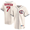 Pouc C.Cubs #7 Dansby Swanson Player Cream Field of Dreams Limited Home Game Stitched Jerseys