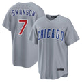 Pouc C.Cubs #7 Dansby Swanson Player Gray Home Game Stitched Jerseys