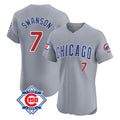 Pouc C.Cubs #7 Dansby Swanson Player Gray Road 150th Anniversary Limited Elite Home Stitched Jerseys