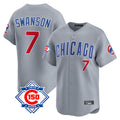 Pouc C.Cubs #7 Dansby Swanson Player Gray Road 150th Anniversary Limited Home Stitched Jerseys