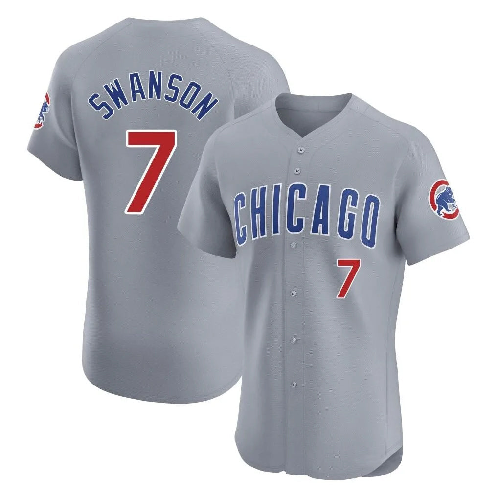 Pouc C.Cubs #7 Dansby Swanson Player Gray Road Limited Elite Home Stitched Jerseys