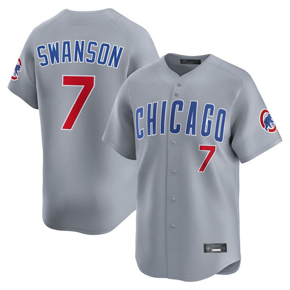 Pouc C.Cubs #7 Dansby Swanson Player Gray Road Limited Home Stitched Jerseys