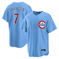 Pouc C.Cubs #7 Dansby Swanson Player Light Blue Home Game Stitched Jerseys