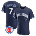 Pouc C.Cubs #7 Dansby Swanson Player Navy City Connect 150th Anniversary Limited Elite Home Stitched Jerseys