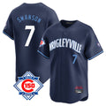 Pouc C.Cubs #7 Dansby Swanson Player Navy City Connect 150th Anniversary Limited Home Stitched Jerseys