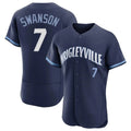 Pouc C.Cubs #7 Dansby Swanson Player Navy City Connect Limited Elite Home Stitched Jerseys