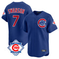 Pouc C.Cubs #7 Dansby Swanson Player Royal 150th Anniversary Limited Home Stitched Jerseys