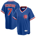 Pouc C.Cubs #7 Dansby Swanson Player Royal T-shirt Cooperstown Collection Limited Stitched Jerseys