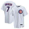 Pouc C.Cubs #7 Dansby Swanson Player White Game Home Stitched Jerseys