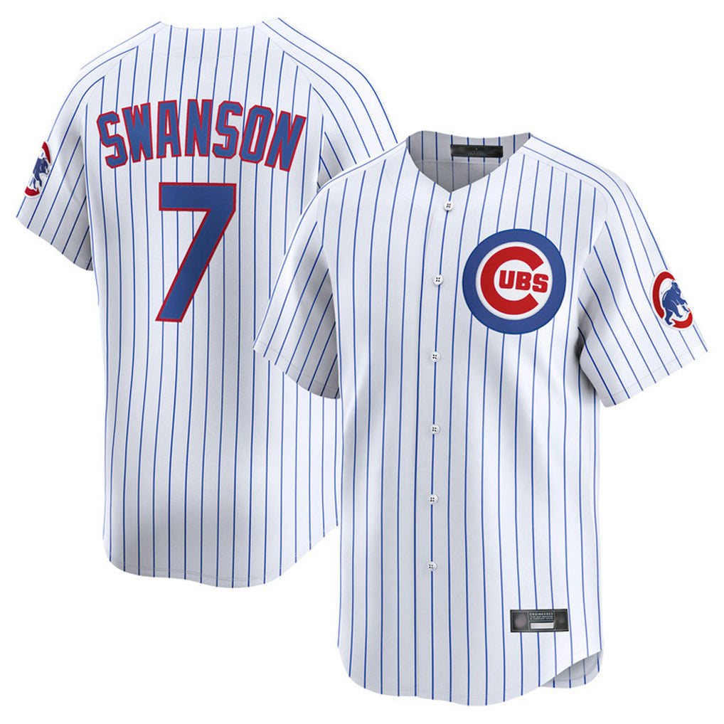 Pouc C.Cubs #7 Dansby Swanson Player White Limited Home Game Stitched Jerseys