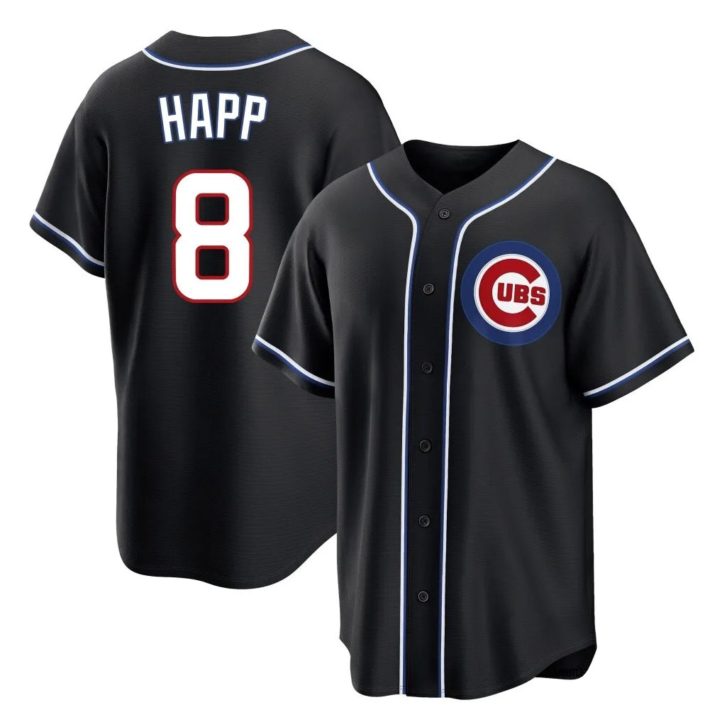 Pouc C.Cubs #8 Ian Happ Player Black Fashion Out Game Stitched Jerseys
