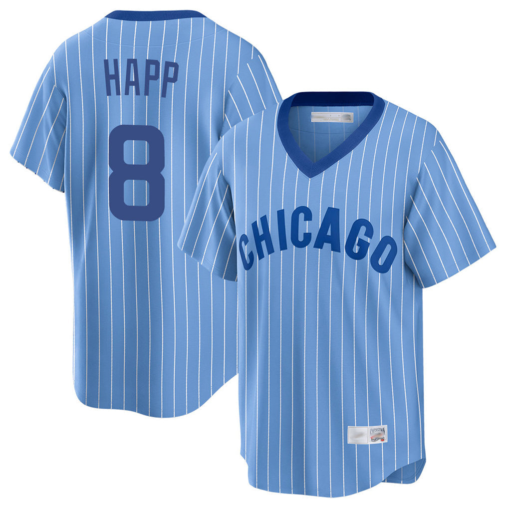 Pouc C.Cubs #8 Ian Happ Player Blue T-shirt Cooperstown Collection Limited Stitched Jerseys