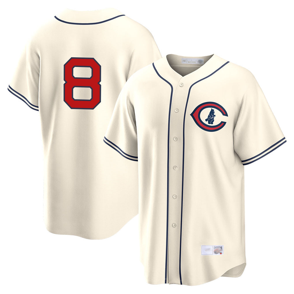 Pouc C.Cubs #8 Ian Happ Player Cream Field of Dreams Home Game Stitched Jerseys