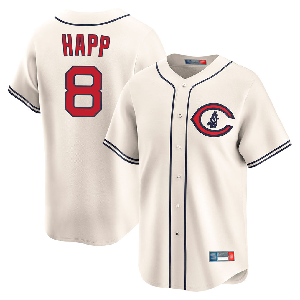Pouc C.Cubs #8 Ian Happ Player Cream Field of Dreams Limited Home Game Stitched Jerseys