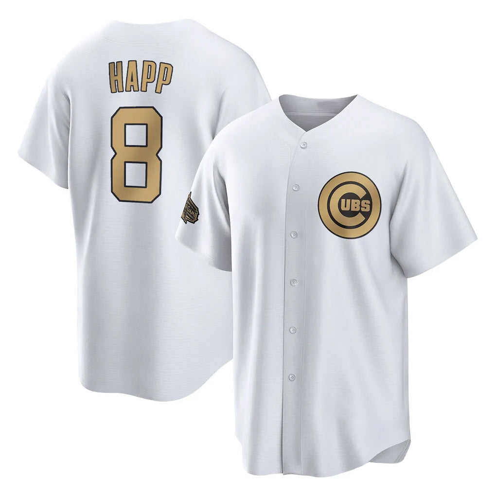 Pouc C.Cubs #8 Ian Happ Player Gold All-Star Game Home Stitched Jerseys
