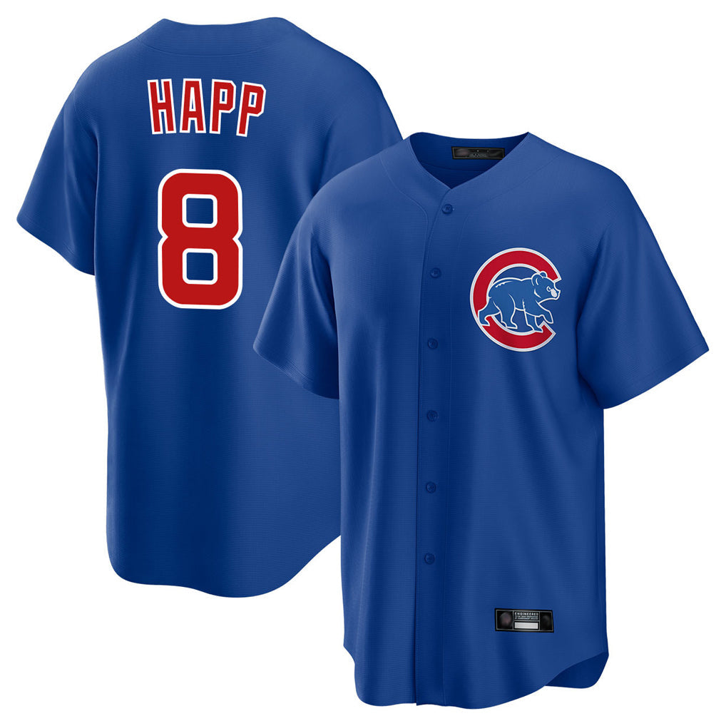 Pouc C.Cubs #8 Ian Happ Player Royal Home Game Stitched Jerseys