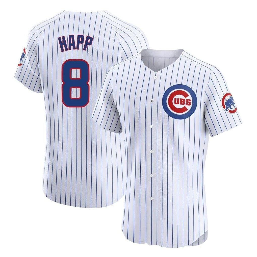 Pouc C.Cubs #8 Ian Happ Player White Limited Elite Home Game Stitched Jerseys