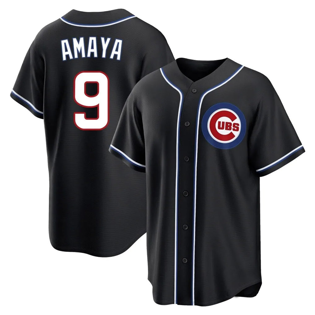 Pouc C.Cubs #9 Miguel Amaya Player Black Fashion Out Game Stitched Jerseys