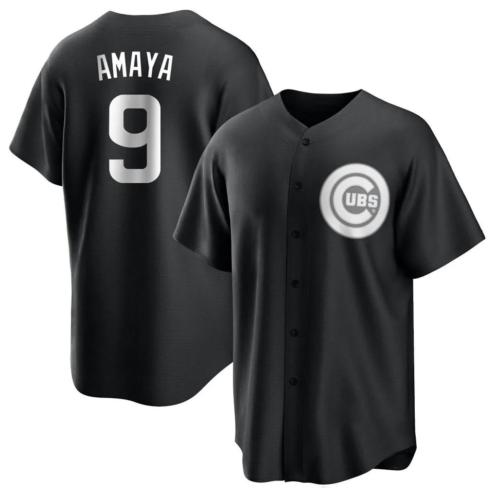 Pouc C.Cubs #9 Miguel Amaya Player Black Game Stitched Jerseys
