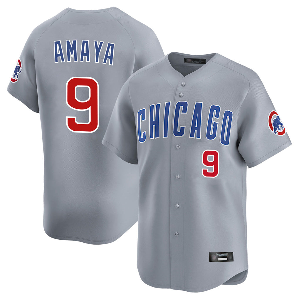 Pouc C.Cubs #9 Miguel Amaya Player Gray Road Limited Home Stitched Jerseys