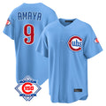 Pouc C.Cubs #9 Miguel Amaya Player Light Blue 150th Anniversary Home Game Stitched Jerseys
