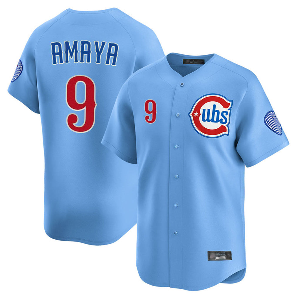 Pouc C.Cubs #9 Miguel Amaya Player Light Blue Limited Home Stitched Jerseys
