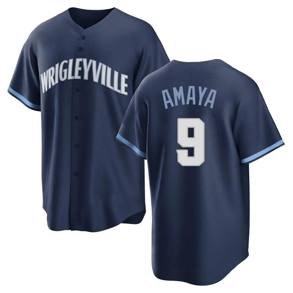 Pouc C.Cubs #9 Miguel Amaya Player Navy City Connect Home Game Stitched Jerseys