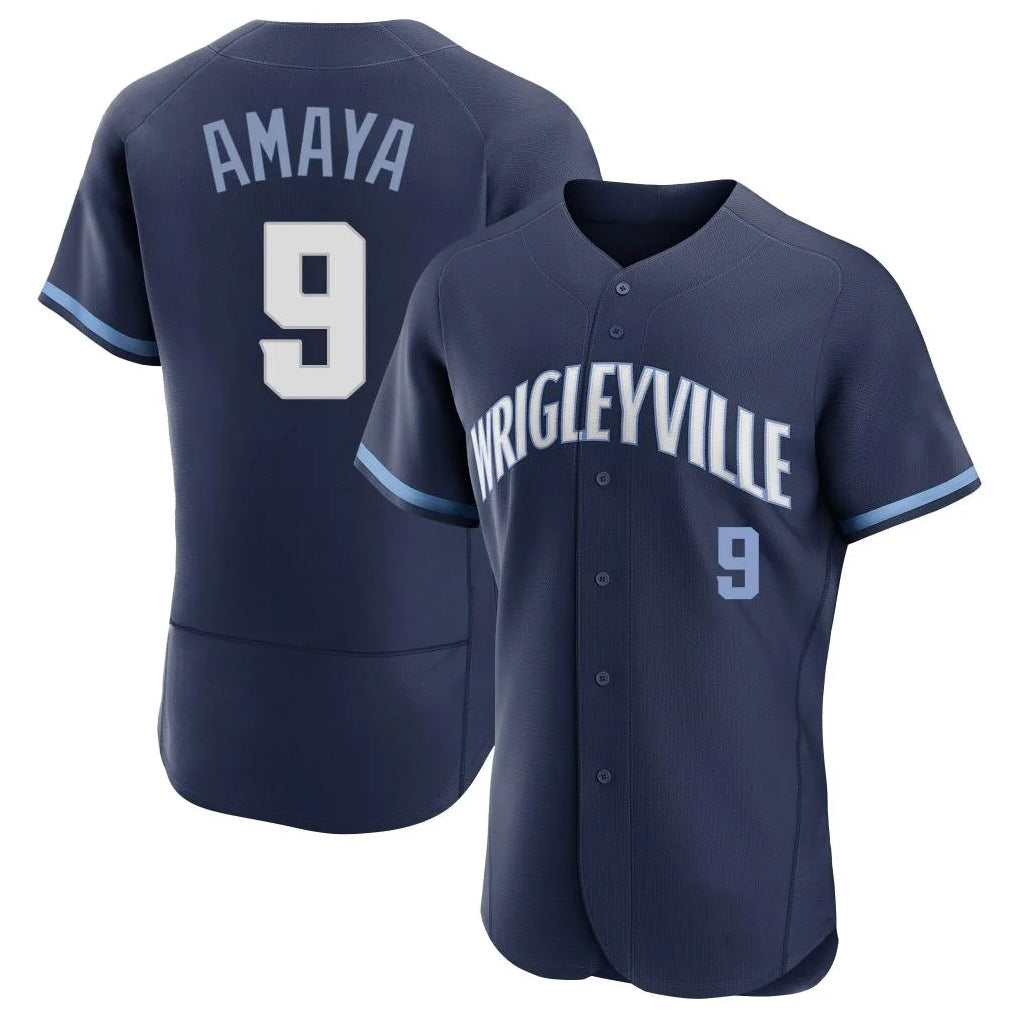 Pouc C.Cubs #9 Miguel Amaya Player Navy City Connect Limited Elite Home Stitched Jerseys