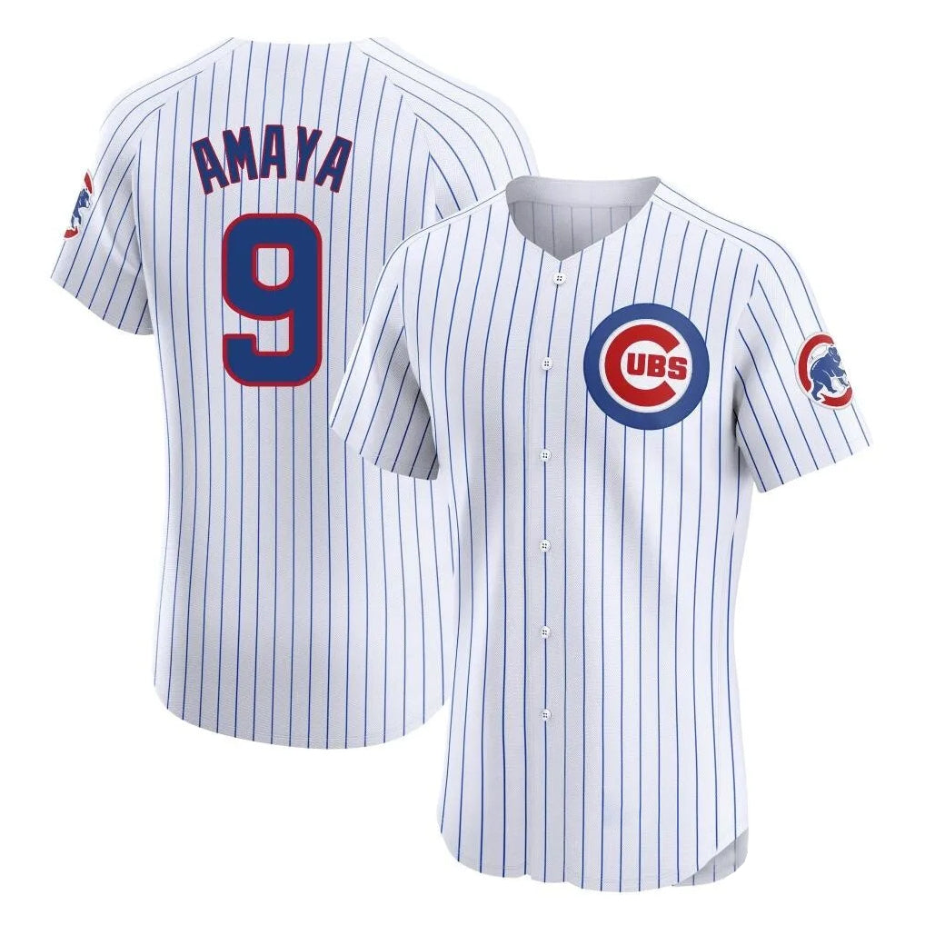 Pouc C.Cubs #9 Miguel Amaya Player White Limited Elite Home Game Stitched Jerseys
