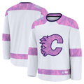 Pouc C.Flames White 2024 Hockey Fights Cancer Practice Jerseys