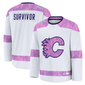 Pouc C.Flames White Hockey Fights Cancer Survivor Practice Jerseys
