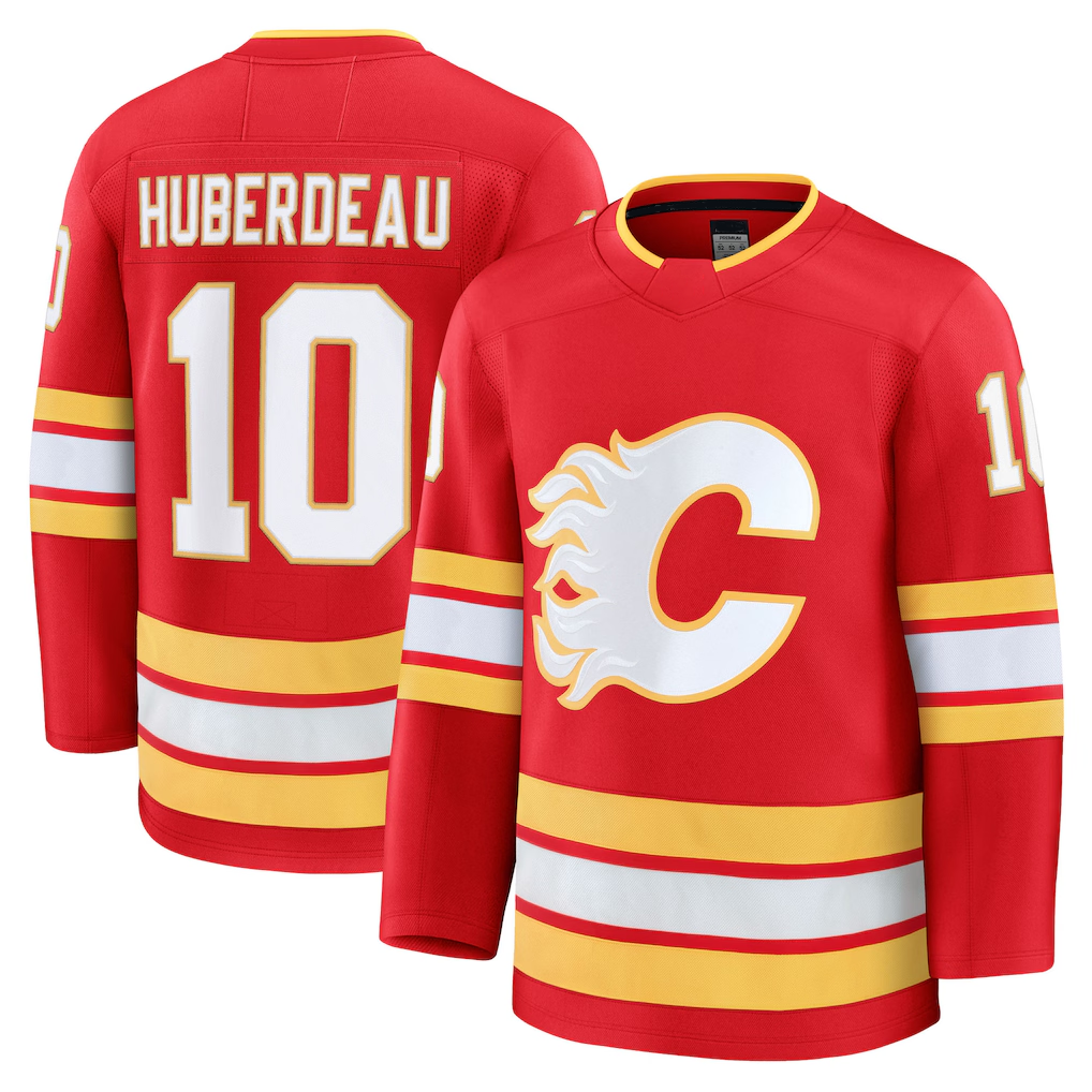 Pouc C.Flames #10 Jonathan Huberdeau Red Home Breakaway Player Jerseys