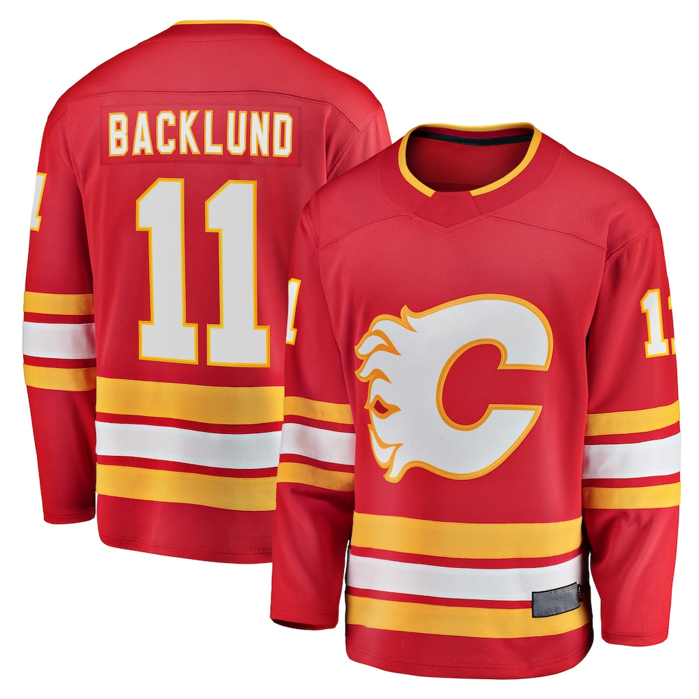 Pouc C.Flames #11 Mikael Backlund Red Home Breakaway Player Jerseys