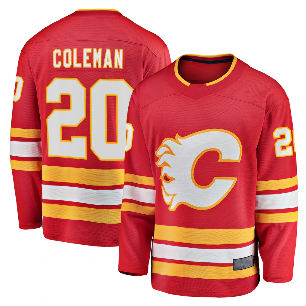 Pouc C.Flames #20 Blake Coleman Red Home Breakaway Player Jerseys