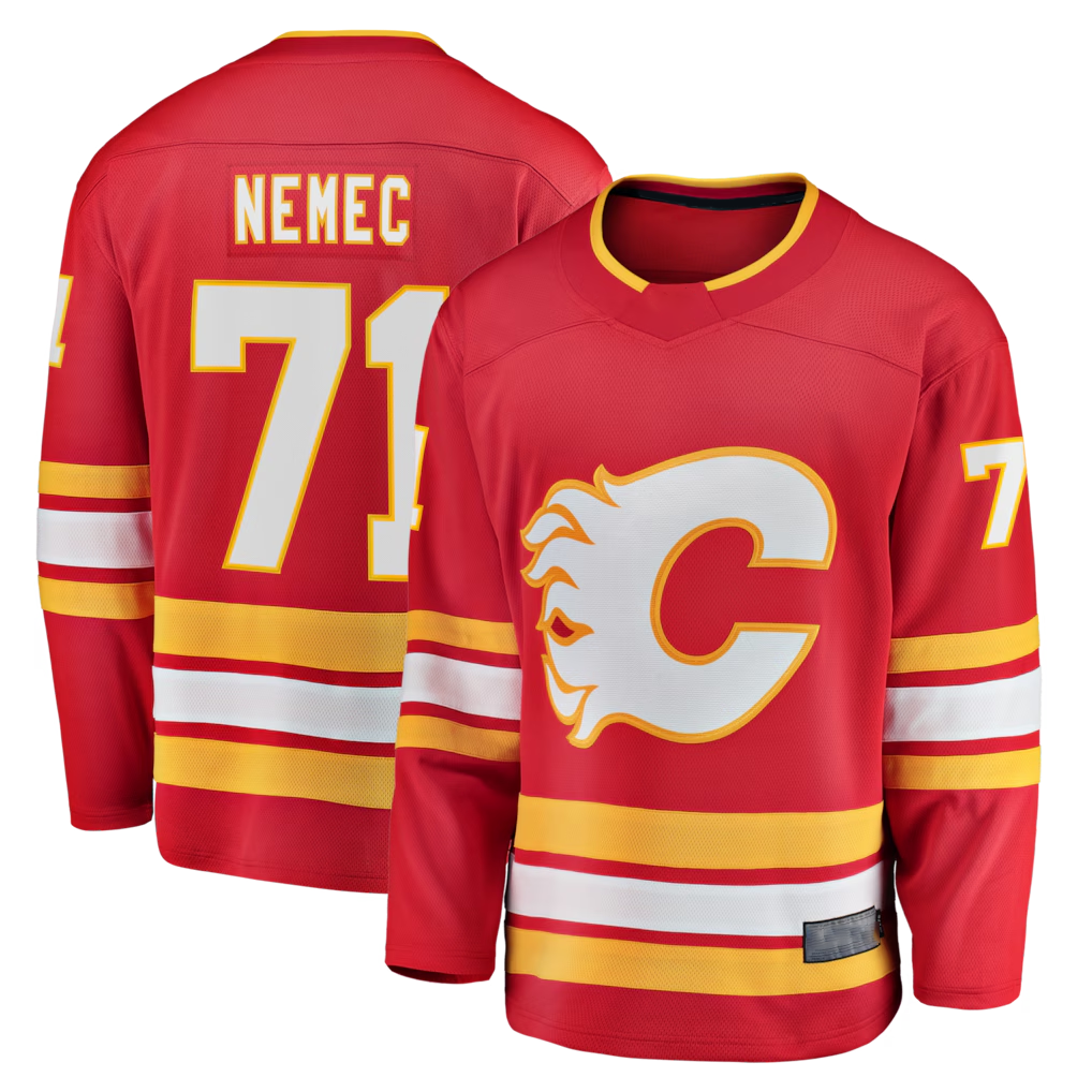 Pouc C.Flames #71 Simon Nemec Red Home Breakaway Jerseys