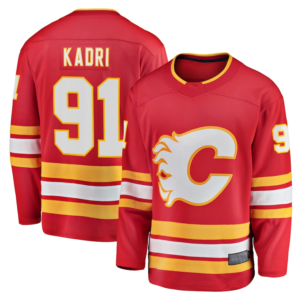 Pouc C.Flames #91 Nazem Kadri Red Home Breakaway Player Jerseys