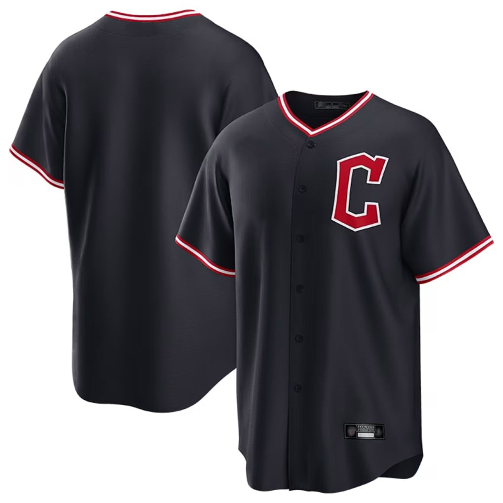 Pouc C.Guardians Navy Home Game Blank Player Stitched Jerseys