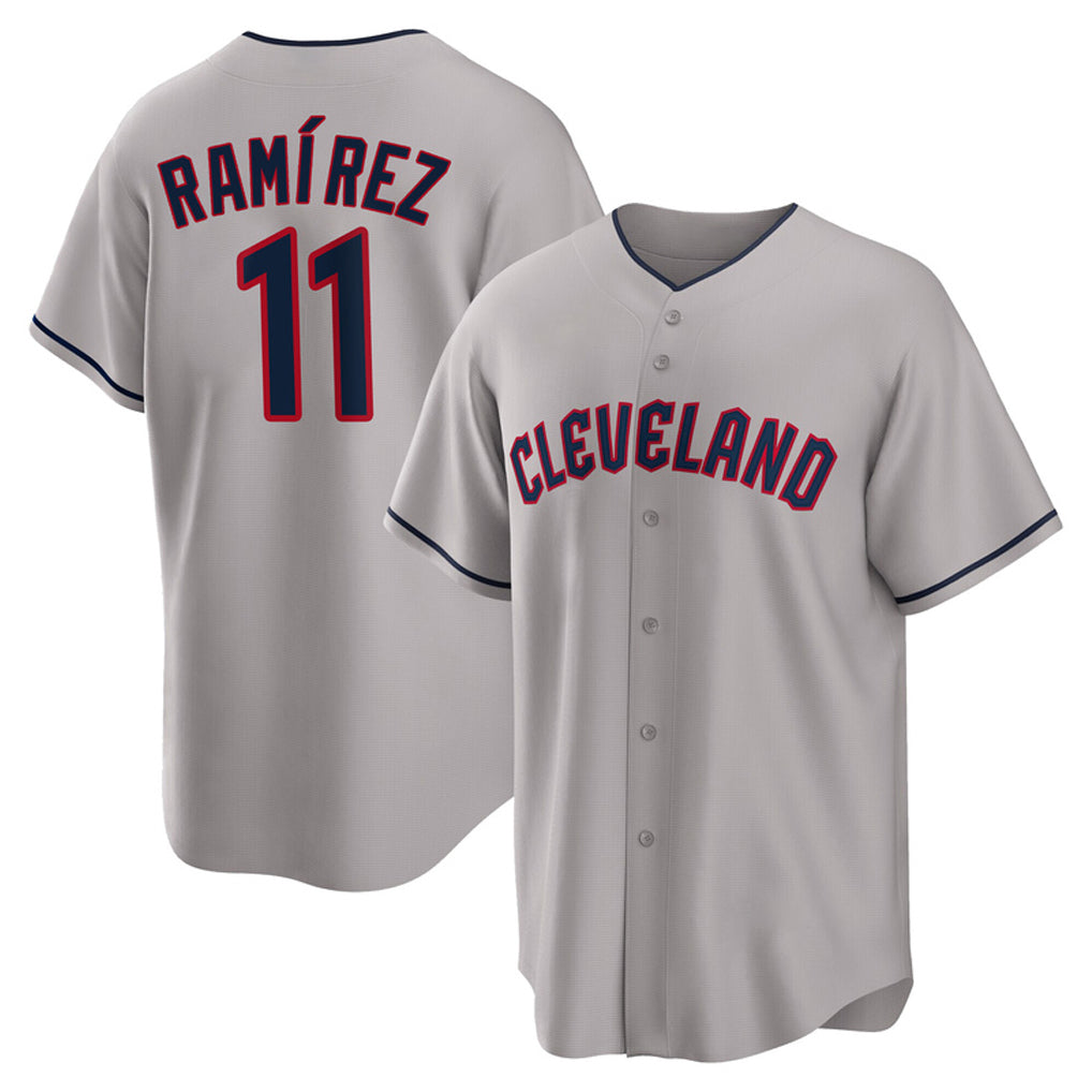 Pouc C.Guardians #11 Jose Ramirez Player Gray Game Home Stitched Jerseys