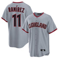 Pouc C.Guardians #11 Jose Ramirez Player Gray Home Game Stitched Jerseys