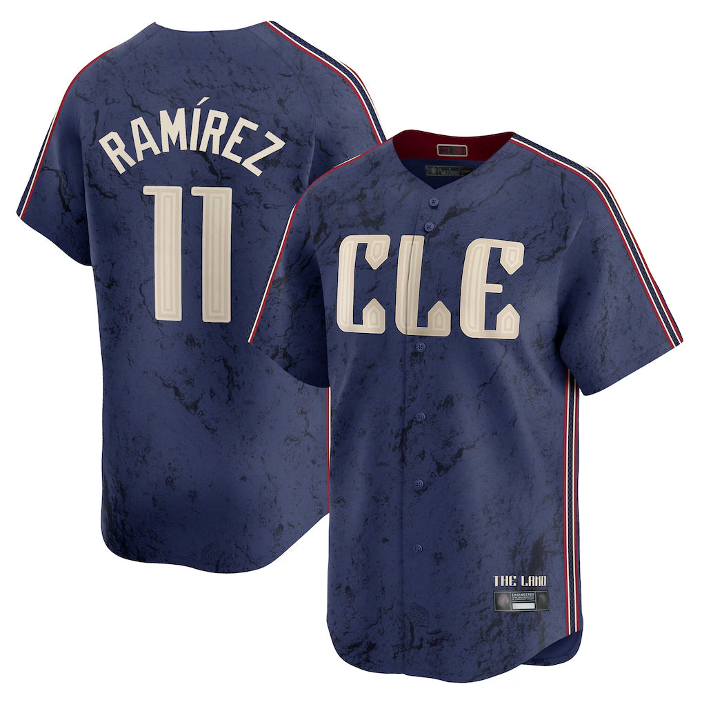 Pouc C.Guardians #11 Jose Ramirez Player Navy City Connect Limited Home Stitched Jerseys