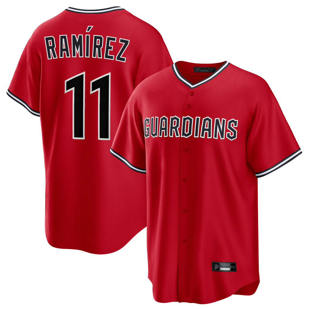 Pouc C.Guardians #11 Jose Ramirez Player Red Home Game Stitched Jerseys