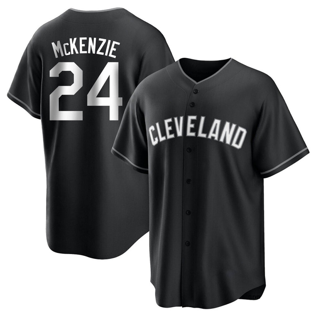 Pouc C.Guardians #24 Triston McKenzie Player Black Home Game Stitched Jerseys