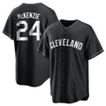 Pouc C.Guardians #24 Triston McKenzie Player Black Home Game Stitched Jerseys