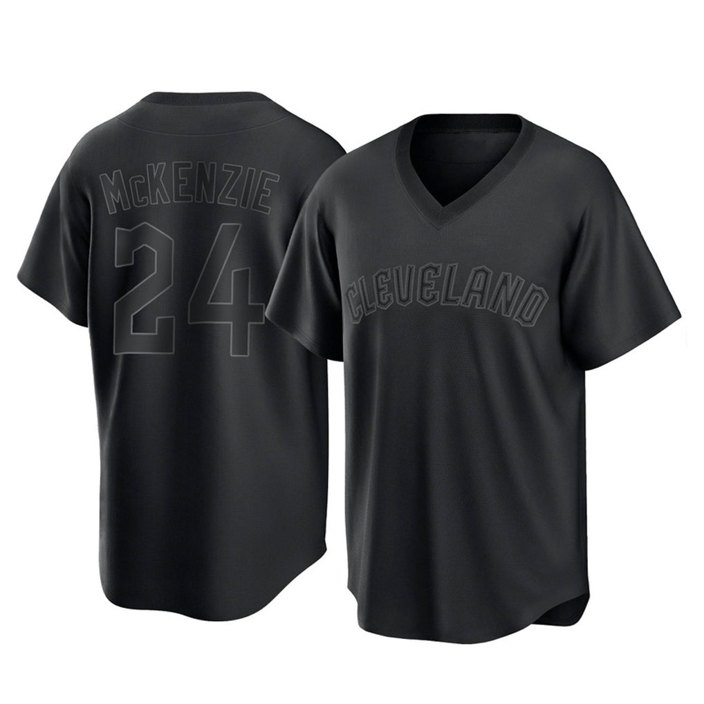 Pouc C.Guardians #24 Triston McKenzie Player Black T-shirt Home Game Stitched Jerseys