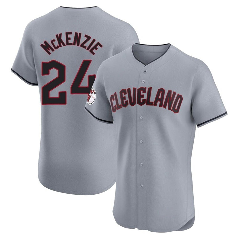 Pouc C.Guardians #24 Triston McKenzie Player Gray Road Limited Elite Home Stitched Jerseys