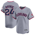 Pouc C.Guardians #24 Triston McKenzie Player Gray Road Limited Home Game Stitched Jerseys