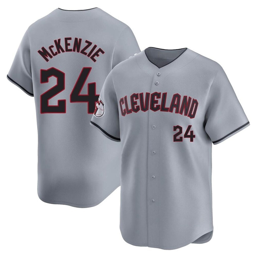 Pouc C.Guardians #24 Triston McKenzie Player Gray Road Limited Home Stitched Jerseys