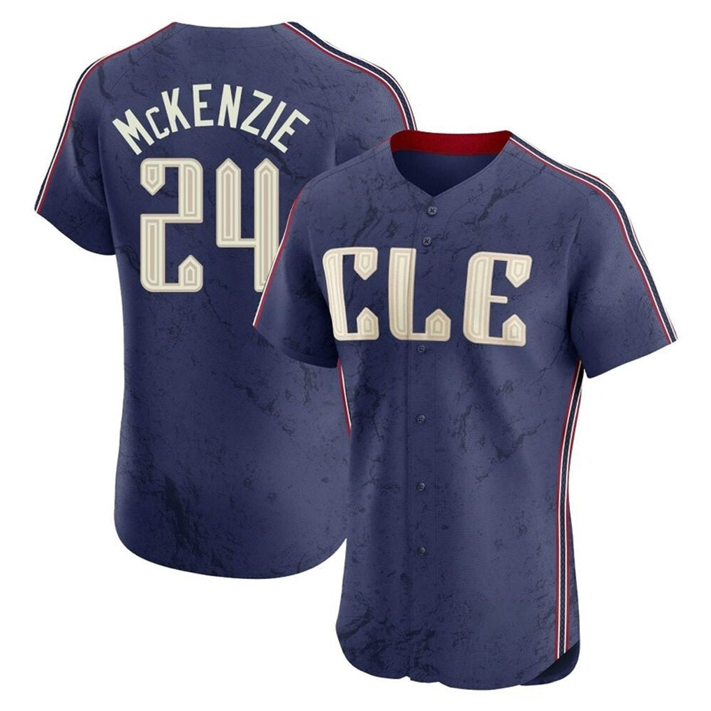 Pouc C.Guardians #24 Triston McKenzie Player Navy City Connect Limited Elite Home Stitched Jerseys