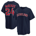 Pouc C.Guardians #24 Triston McKenzie Player Navy Game Home Stitched Jerseys
