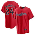Pouc C.Guardians #24 Triston McKenzie Player Red Home Game Stitched Jerseys